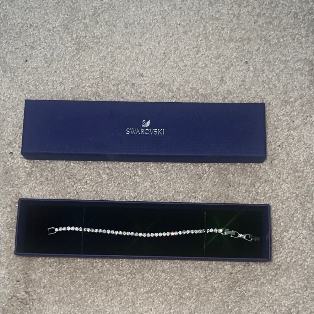Swarovski Clear Crystal Tennis Bracelet in Silver Tone